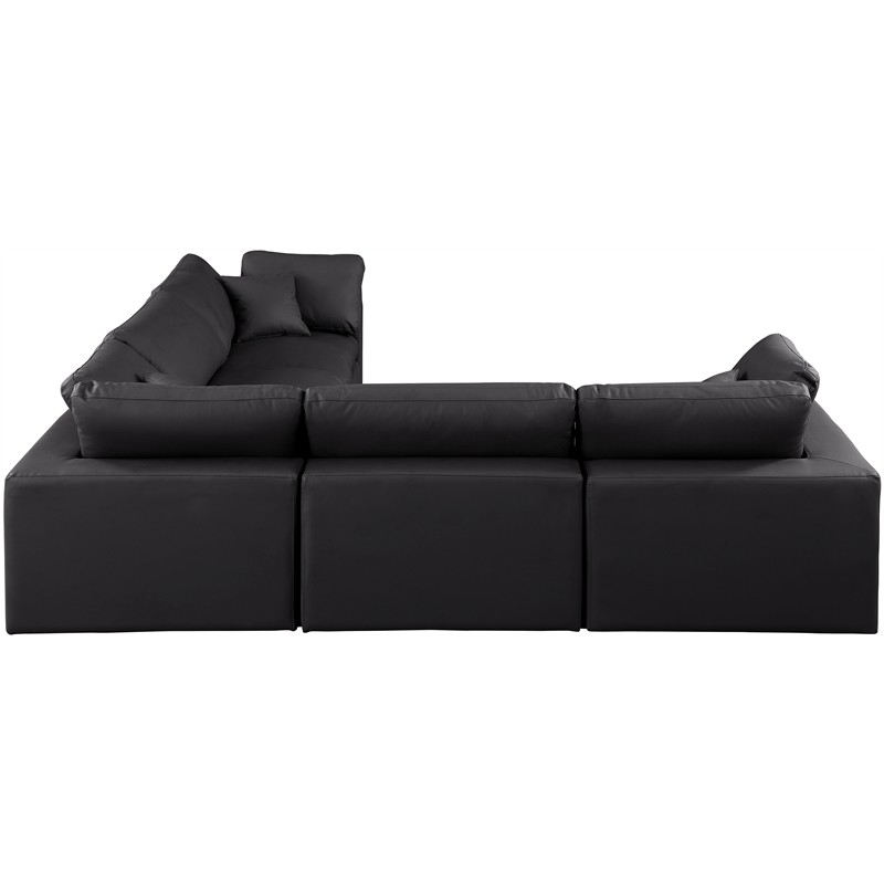 Meridian Furniture Comfy Black Vegan Leather 5-Pc. Modular Sectional