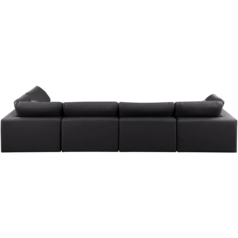 Meridian Furniture Comfy Black Vegan Leather 5-Pc. Modular Sectional