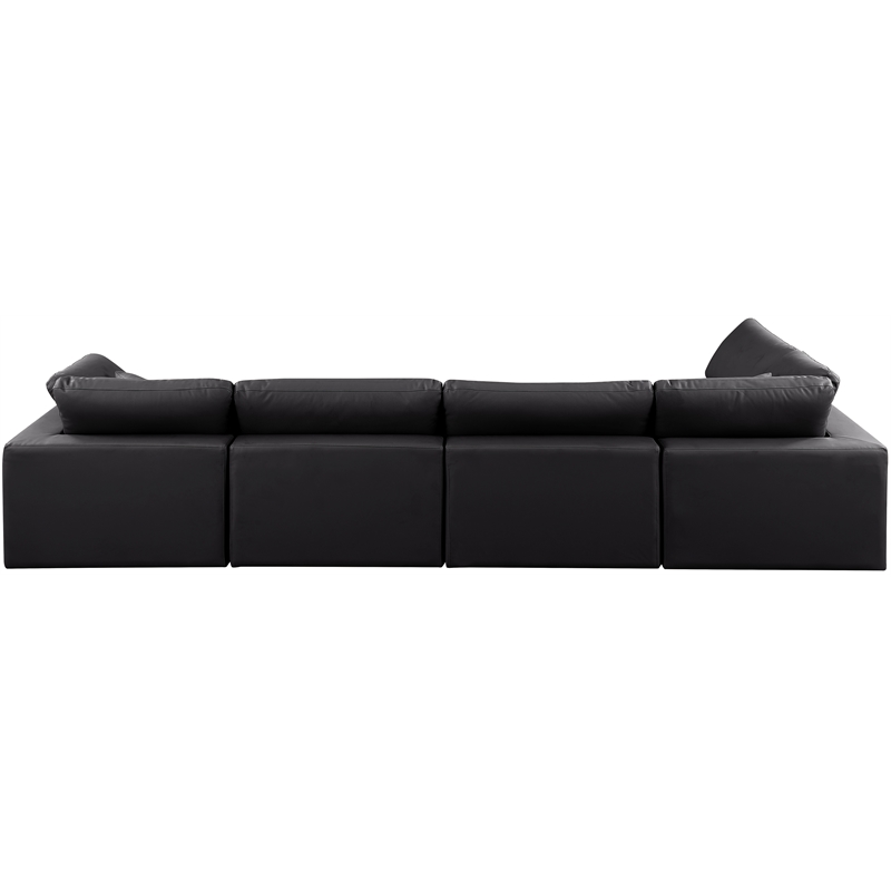 Meridian Furniture Comfy Black Vegan Leather 5-Pc. Modular Sectional
