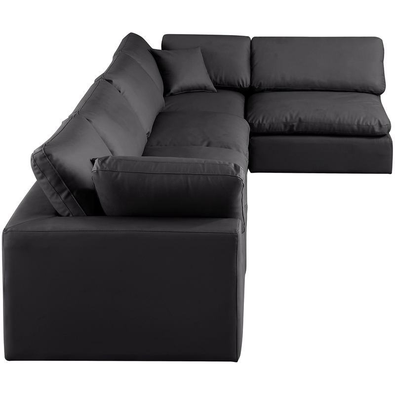Meridian Furniture Comfy Black Vegan Leather 5-Pc. Modular Sectional