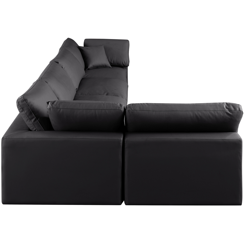 Meridian Furniture Comfy Black Vegan Leather 5-Pc. Modular Sectional