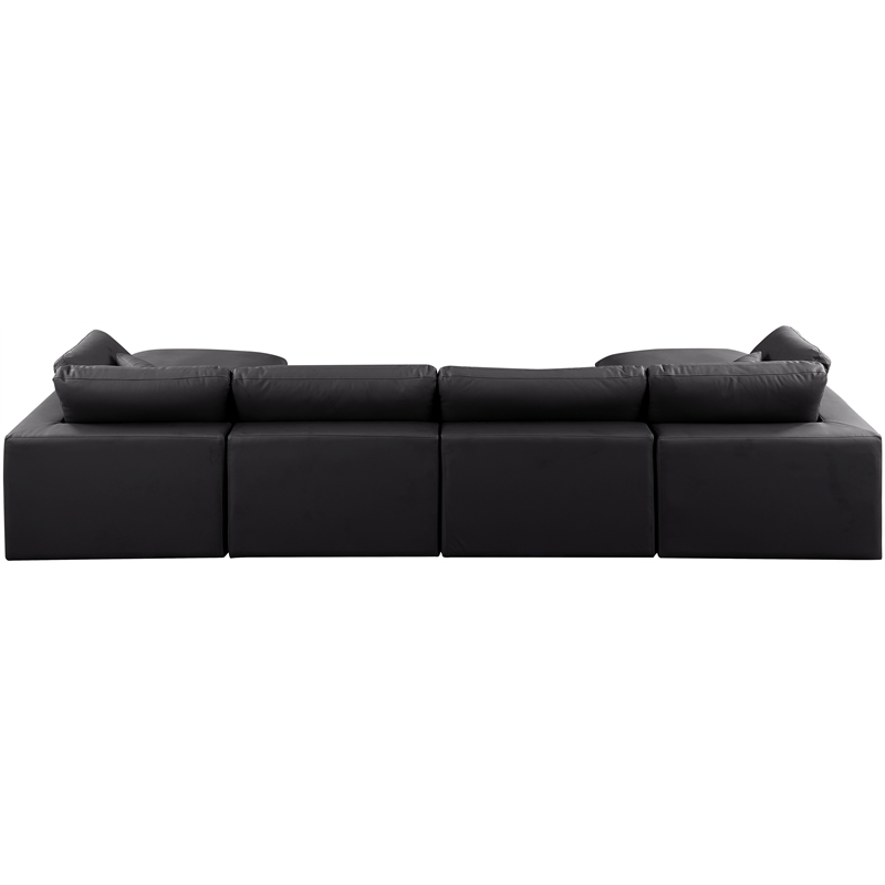 Meridian Furniture Comfy Black Vegan Leather 6-Pc. Modular Sectional