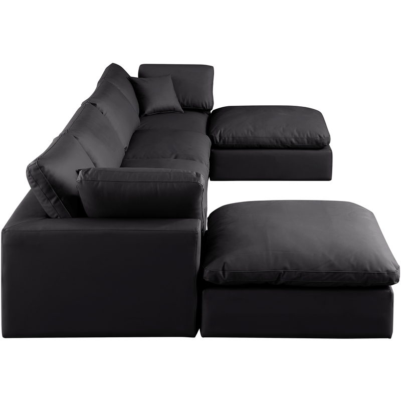 Meridian Furniture Comfy Black Vegan Leather 6-Pc. Modular Sectional