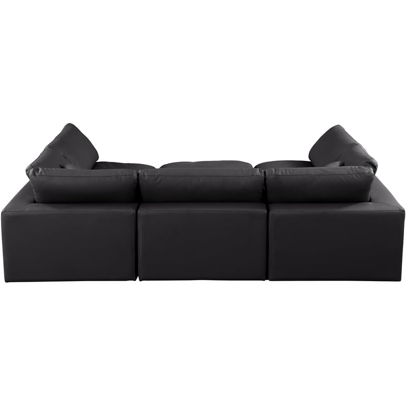 Meridian Furniture Comfy Black Vegan Leather 6-Pc. Modular Sectional