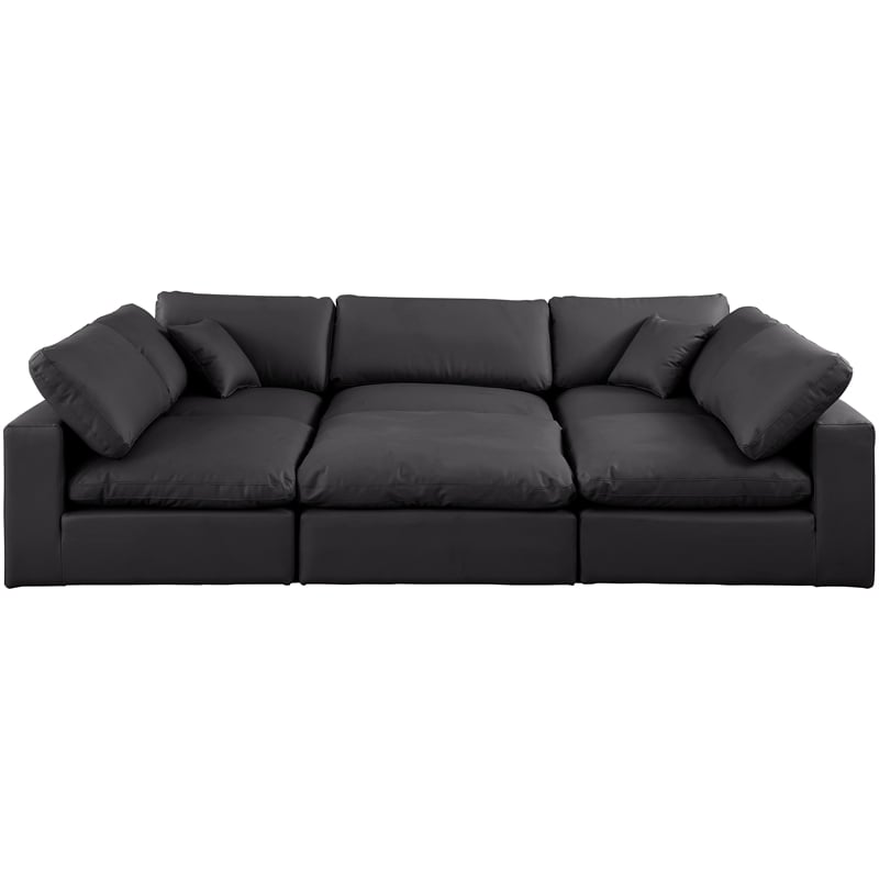 Meridian Furniture Comfy Black Vegan Leather 6-Pc. Modular Sectional