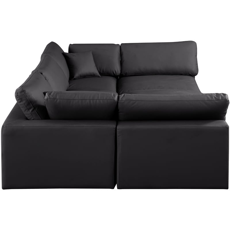 Meridian Furniture Comfy Black Vegan Leather 6-Pc. Modular Sectional