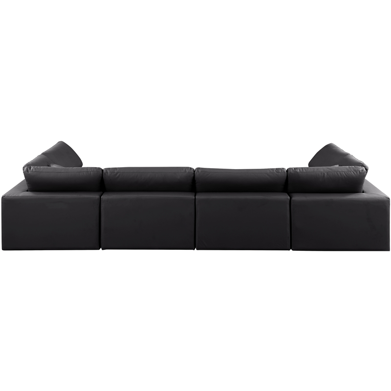 Meridian Furniture Comfy Black Vegan Leather 6-Pc. Modular Sectional