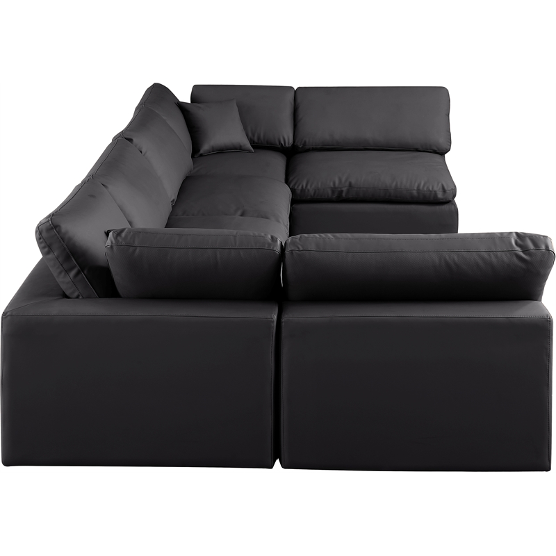 Meridian Furniture Comfy Black Vegan Leather 6-Pc. Modular Sectional