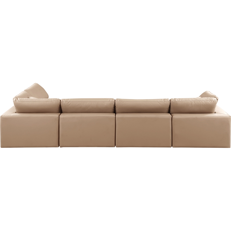 Meridian Furniture Comfy Tan Vegan Leather 5-Pc. Modular Sectional