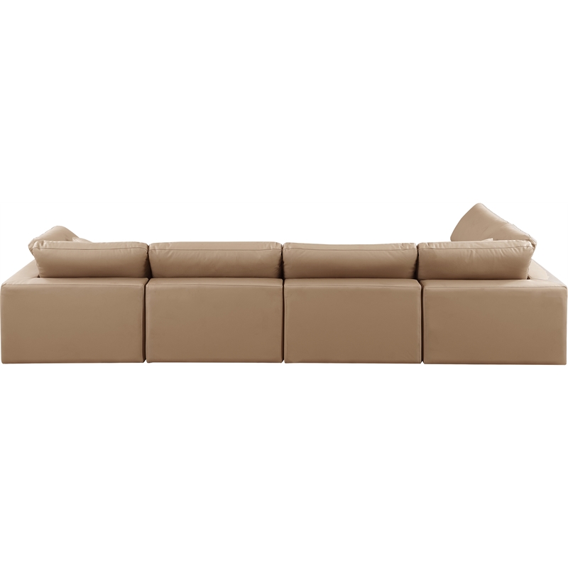 Meridian Furniture Comfy Tan Vegan Leather 5-Pc. Modular Sectional