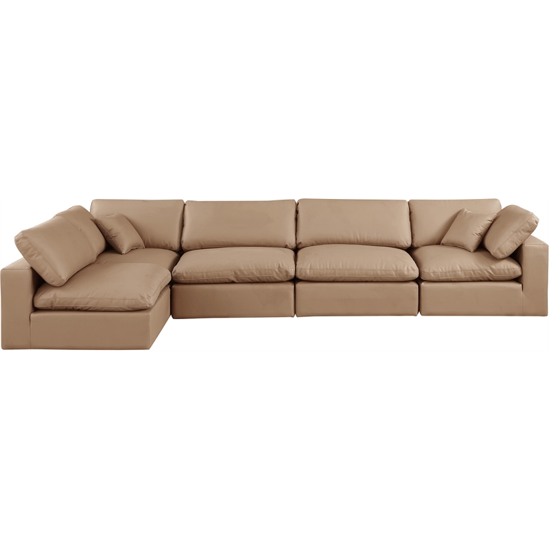 Meridian Furniture Comfy Tan Vegan Leather 5-Pc. Modular Sectional