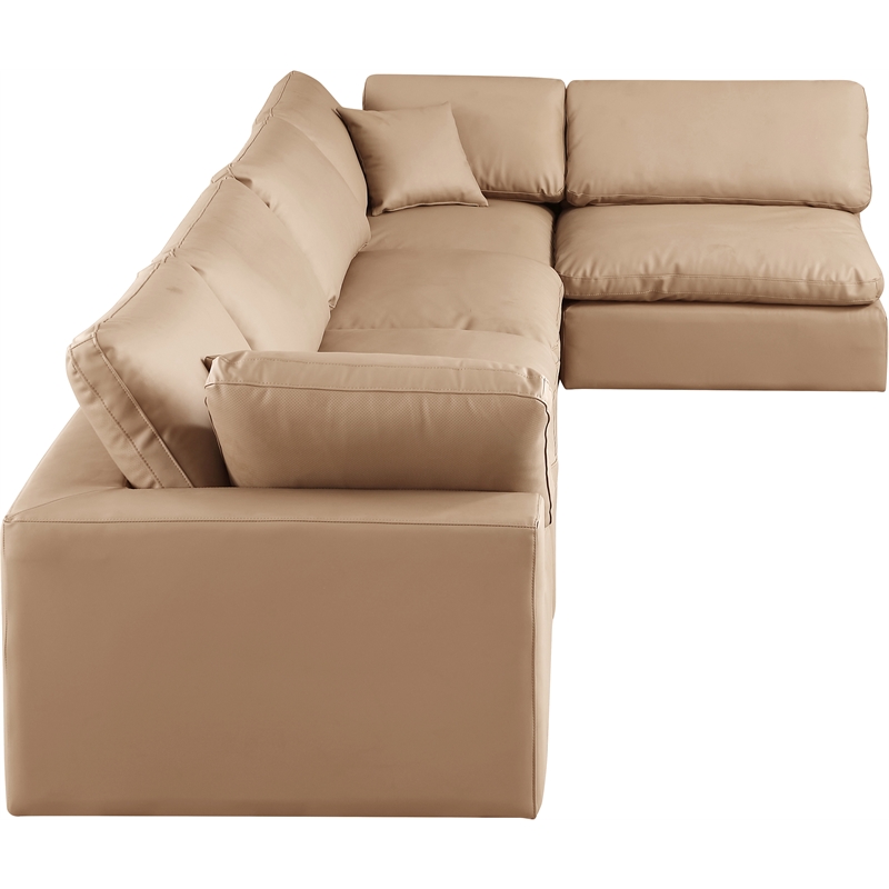 Meridian Furniture Comfy Tan Vegan Leather 5-Pc. Modular Sectional