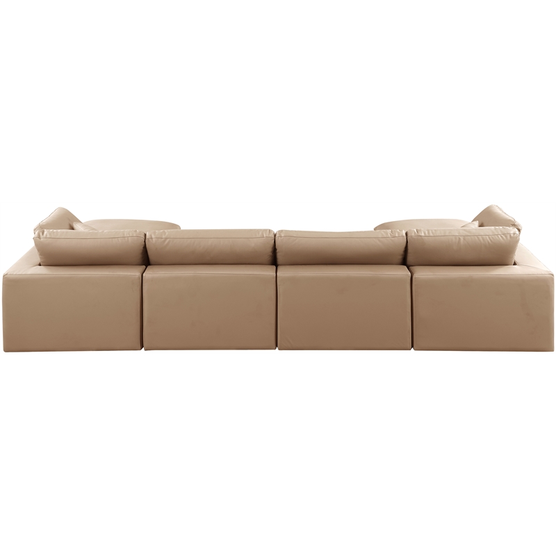 Meridian Furniture Comfy Tan Vegan Leather 6-Pc. Modular Sectional