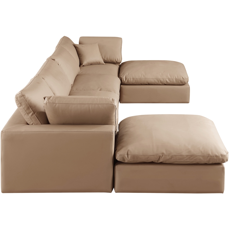 Meridian Furniture Comfy Tan Vegan Leather 6-Pc. Modular Sectional