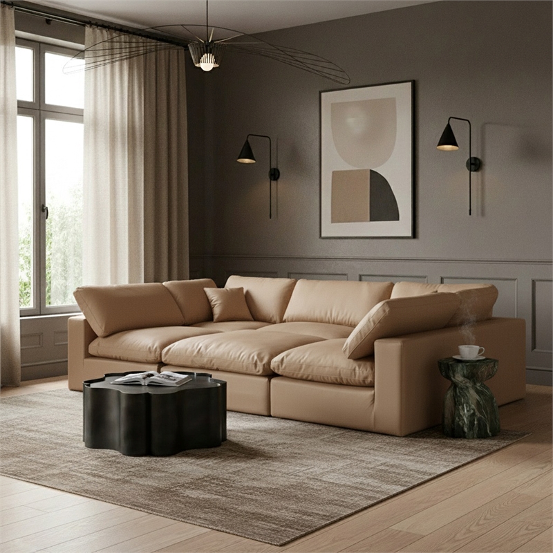 Meridian Furniture Comfy Tan Vegan Leather 6-Pc. Modular Sectional