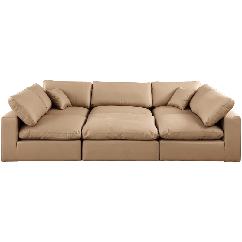 Meridian Furniture Comfy Tan Vegan Leather 6-Pc. Modular Sectional