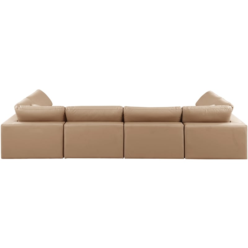 Meridian Furniture Comfy Tan Vegan Leather 6-Pc. Modular Sectional