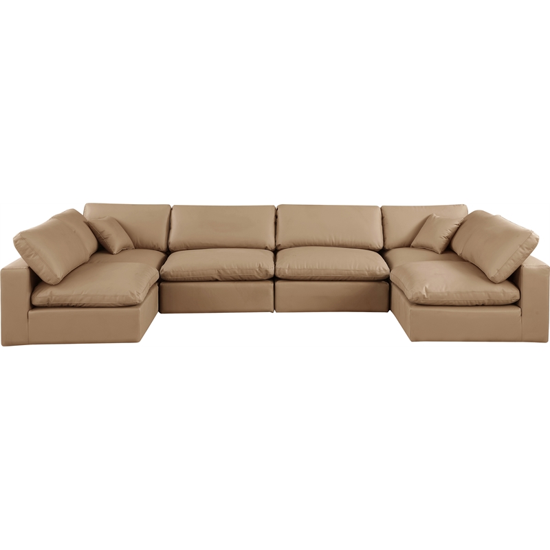 Meridian Furniture Comfy Tan Vegan Leather 6-Pc. Modular Sectional