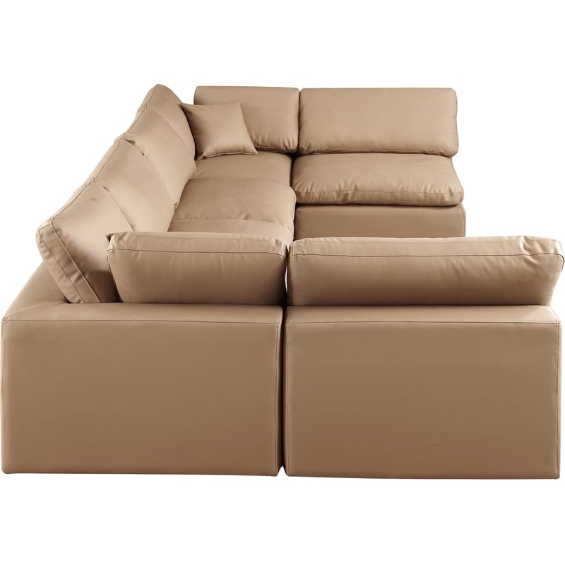 Meridian Furniture Comfy Tan Vegan Leather 6-Pc. Modular Sectional