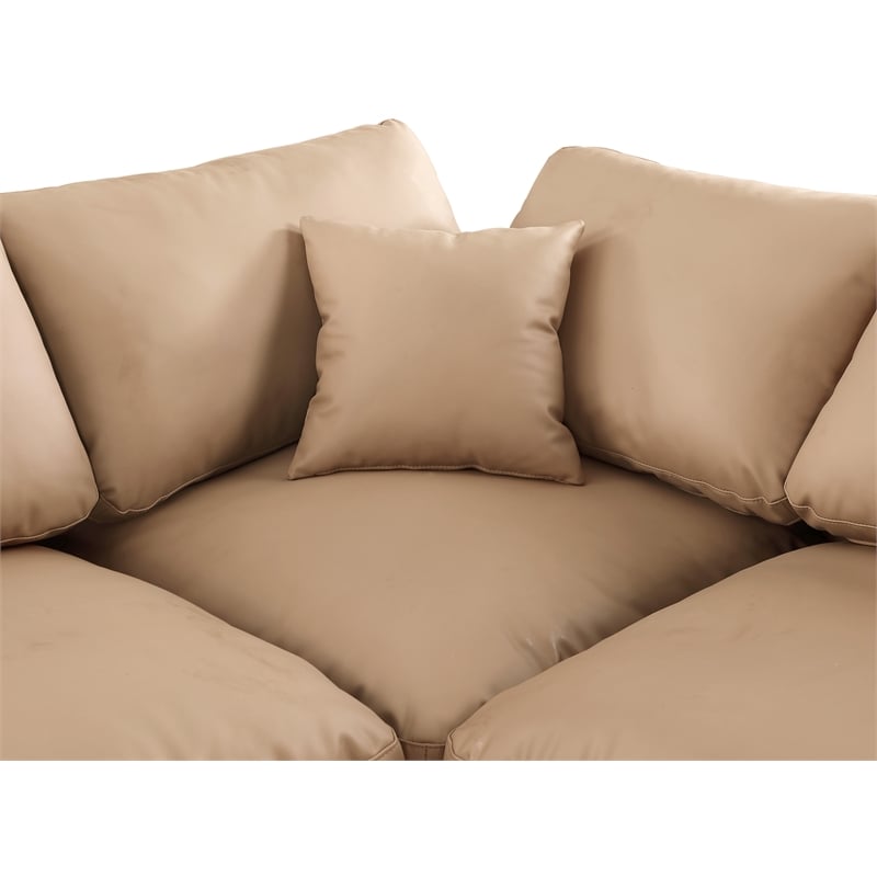 Meridian Furniture Comfy Tan Vegan Leather 6-Pc. Modular Sectional