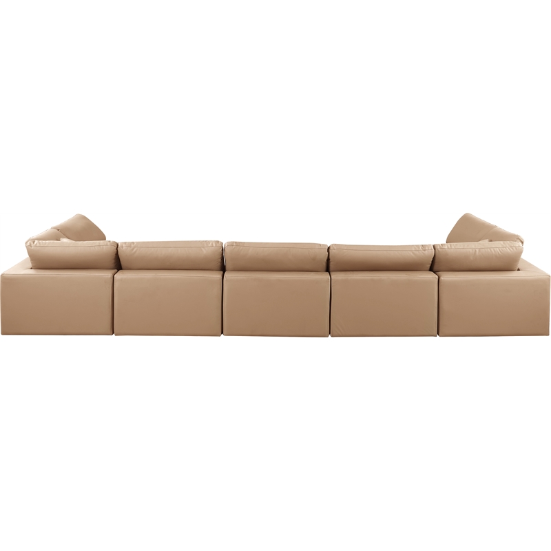Meridian Furniture Comfy Tan Vegan Leather 7-Pc. Modular Sectional
