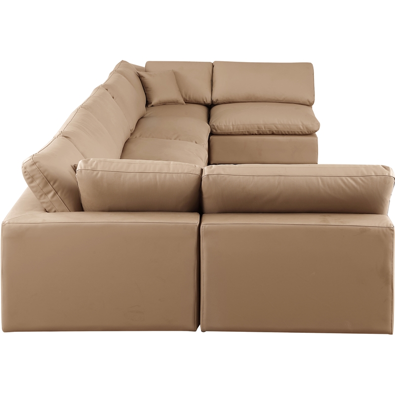 Meridian Furniture Comfy Tan Vegan Leather 7-Pc. Modular Sectional