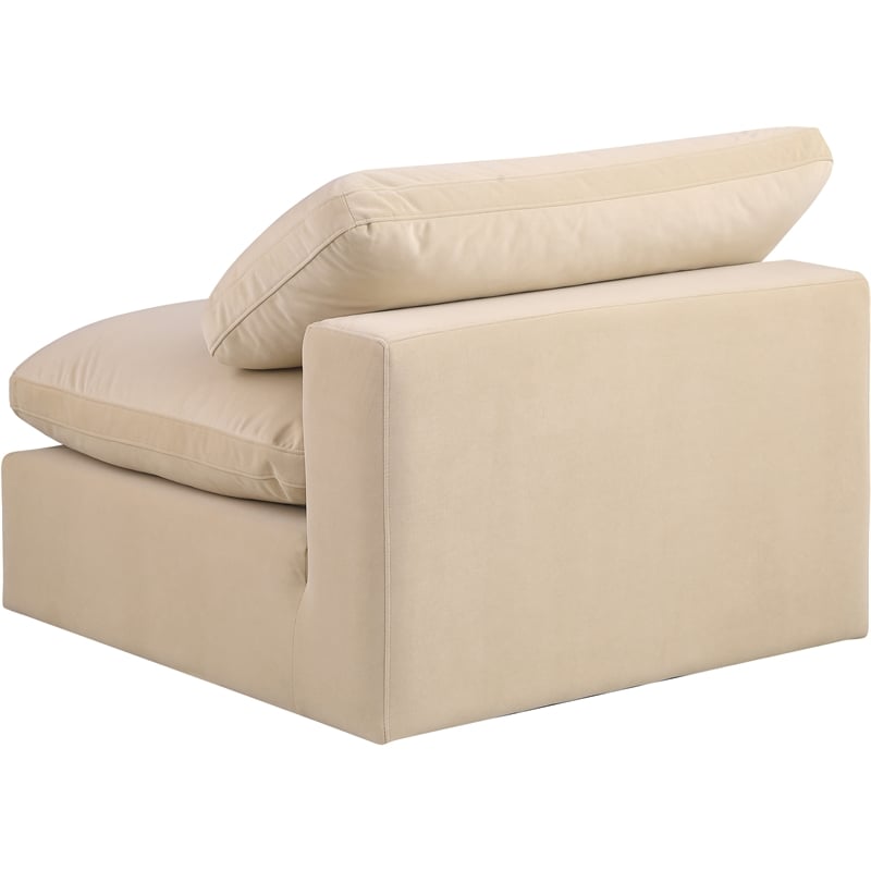 Meridian Furniture Comfy Beige Velvet Armless Chair