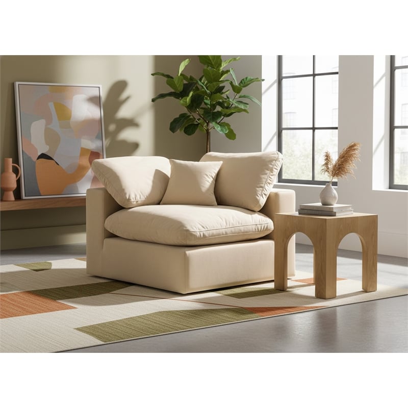 Meridian Furniture Comfy Beige Velvet Corner Chair