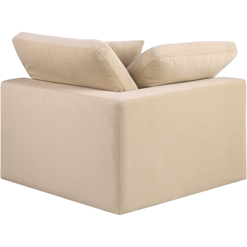 Meridian Furniture Comfy Beige Velvet Corner Chair