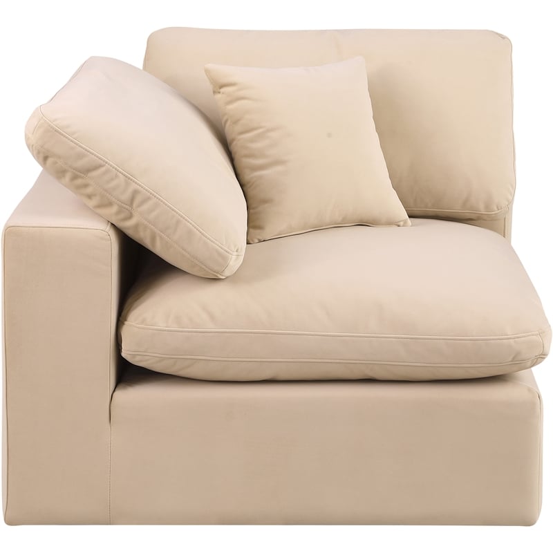 Meridian Furniture Comfy Beige Velvet Corner Chair