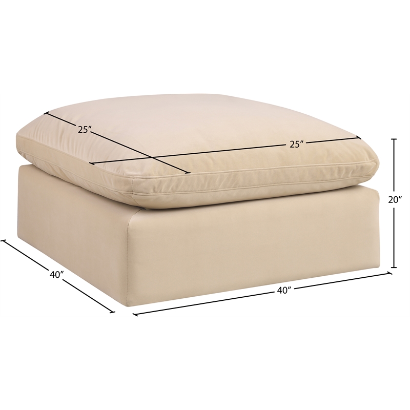 Meridian Furniture Comfy Beige Velvet Ottoman