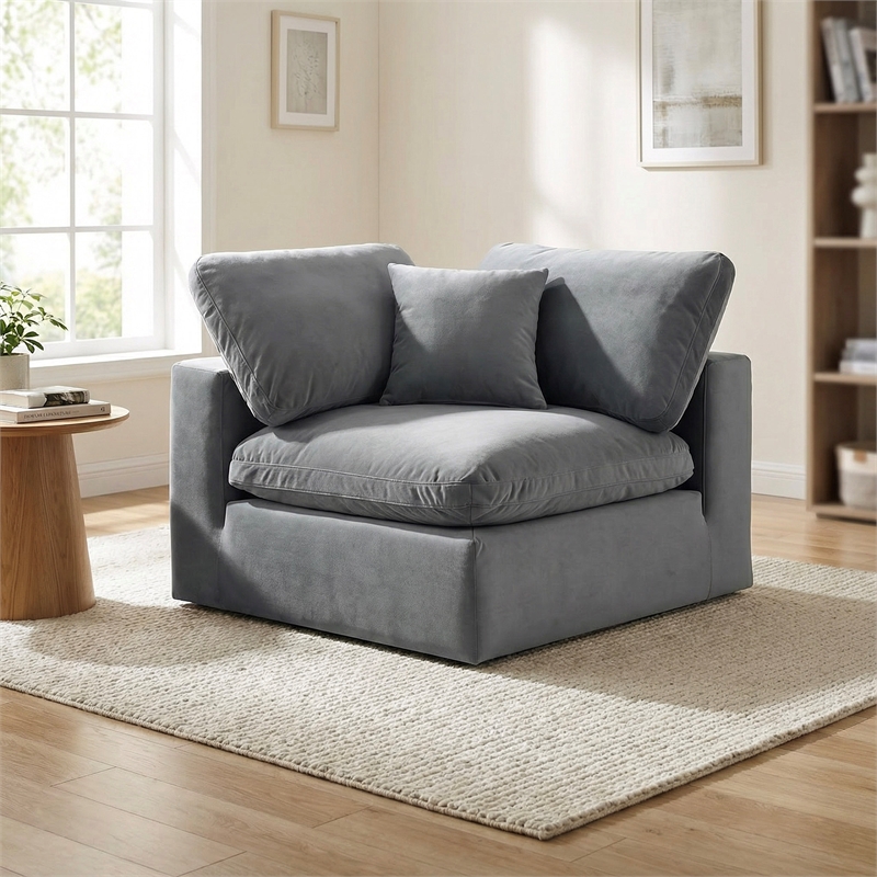Meridian Furniture Comfy Grey Velvet Corner Chair