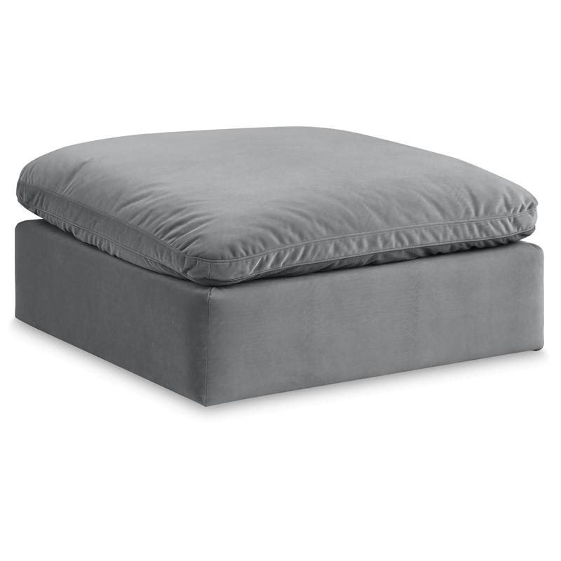 Meridian Furniture Comfy Grey Velvet Ottoman