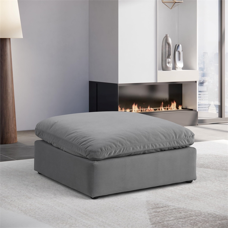 Meridian Furniture Comfy Grey Velvet Ottoman