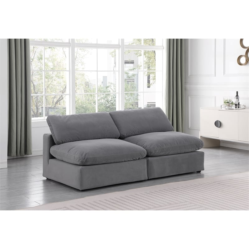 Meridian Furniture Comfy Grey Velvet 2-Pc. Modular Sofa
