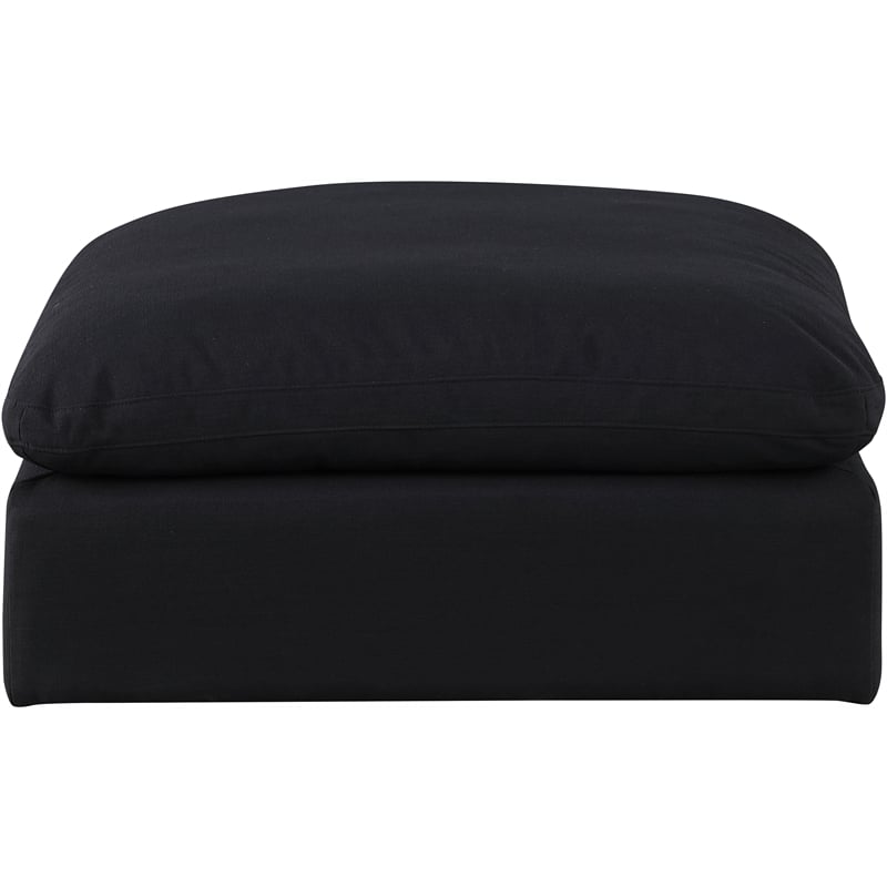 Meridian Furniture Comfy Black Linen Textured Fabric Ottoman
