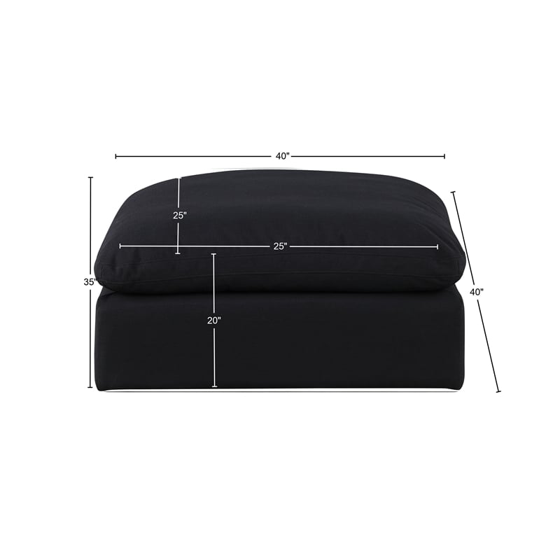 Meridian Furniture Comfy Black Linen Textured Fabric Ottoman