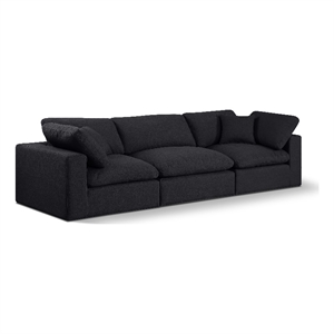 Meridian Furniture Comfy Black Linen Textured Fabric 3-Pc. Modular Sofa