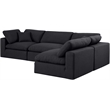 Meridian Furniture Comfy Black Linen Textured Fabric 4-Pc. Modular Sectional