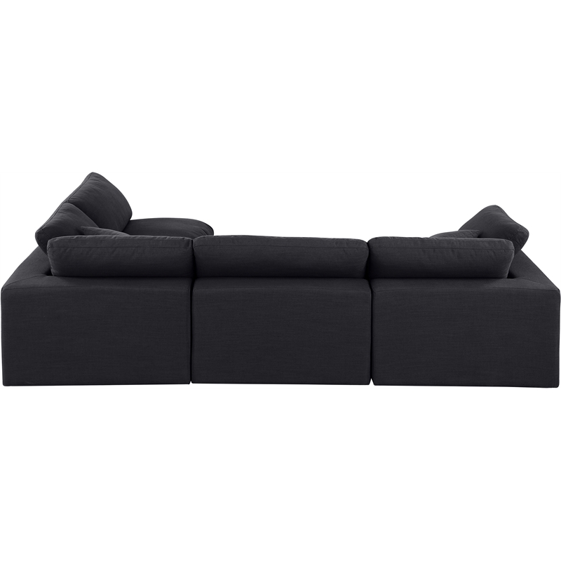 Meridian Furniture Comfy Black Linen Textured Fabric 4-Pc. Modular Sectional