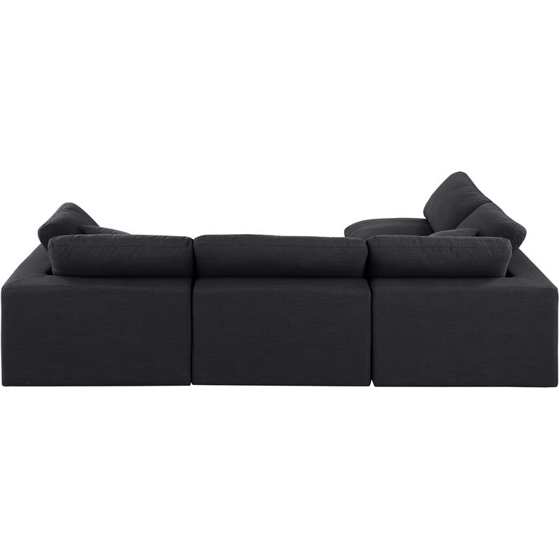 Meridian Furniture Comfy Black Linen Textured Fabric 4-Pc. Modular Sectional