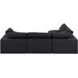 Meridian Furniture Comfy Black Linen Textured Fabric 4-Pc. Modular Sectional