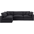 Meridian Furniture Comfy Black Linen Textured Fabric 4-Pc. Modular Sectional