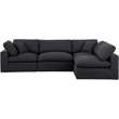 Meridian Furniture Comfy Black Linen Textured Fabric 4-Pc. Modular Sectional