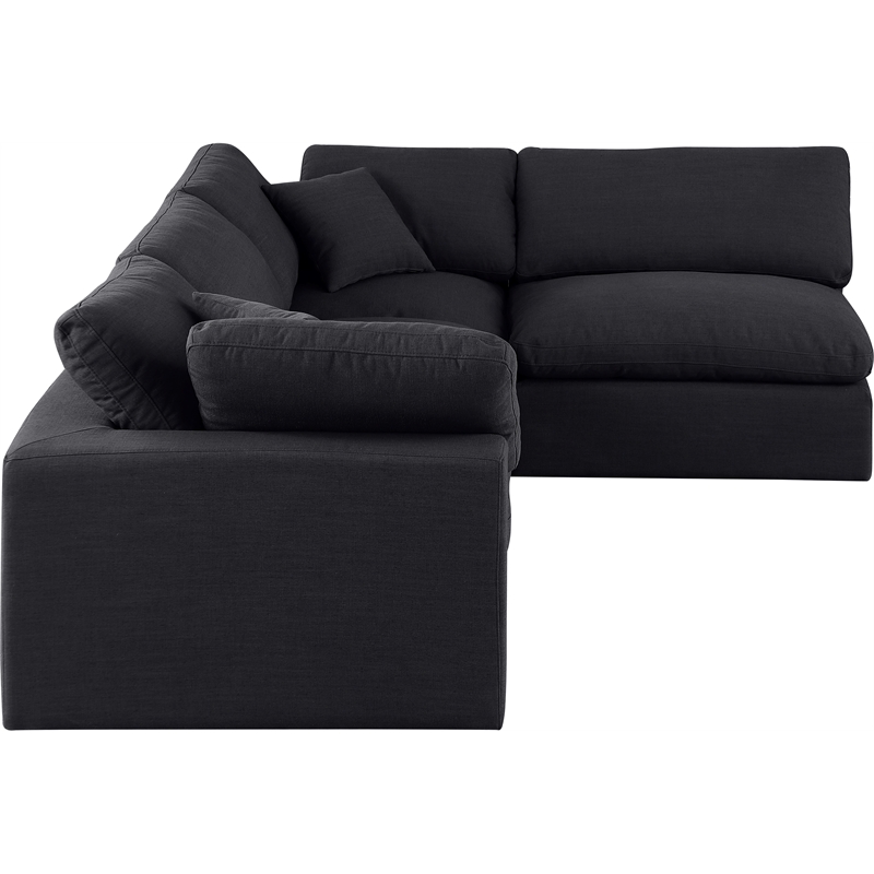 Meridian Furniture Comfy Black Linen Textured Fabric 4-Pc. Modular Sectional