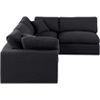 Meridian Furniture Comfy Black Linen Textured Fabric 4-Pc. Modular Sectional