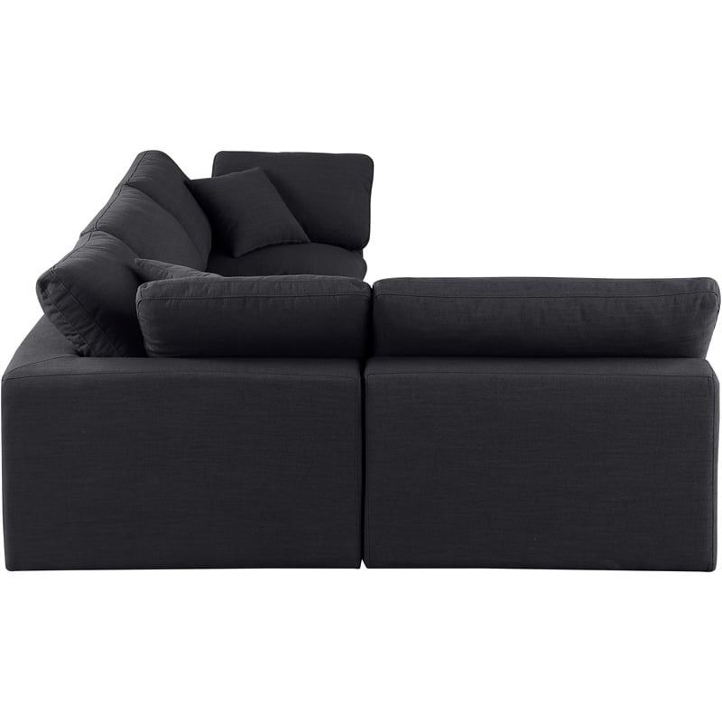 Meridian Furniture Comfy Black Linen Textured Fabric 4-Pc. Modular Sectional