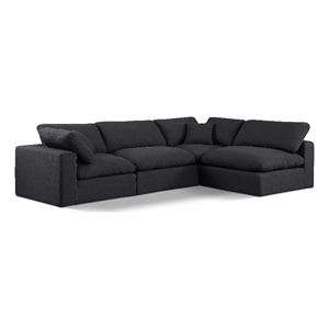 Meridian Furniture Comfy Black Linen Textured Fabric 4-Pc. Modular Sectional