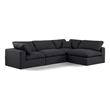 Meridian Furniture Comfy Black Linen Textured Fabric 4-Pc. Modular Sectional