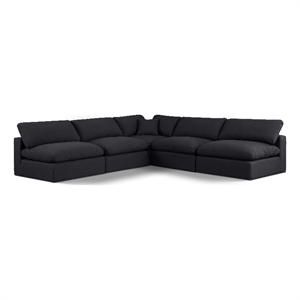 Meridian Furniture Comfy Black Linen Textured Fabric 5-Pc. Modular Sectional